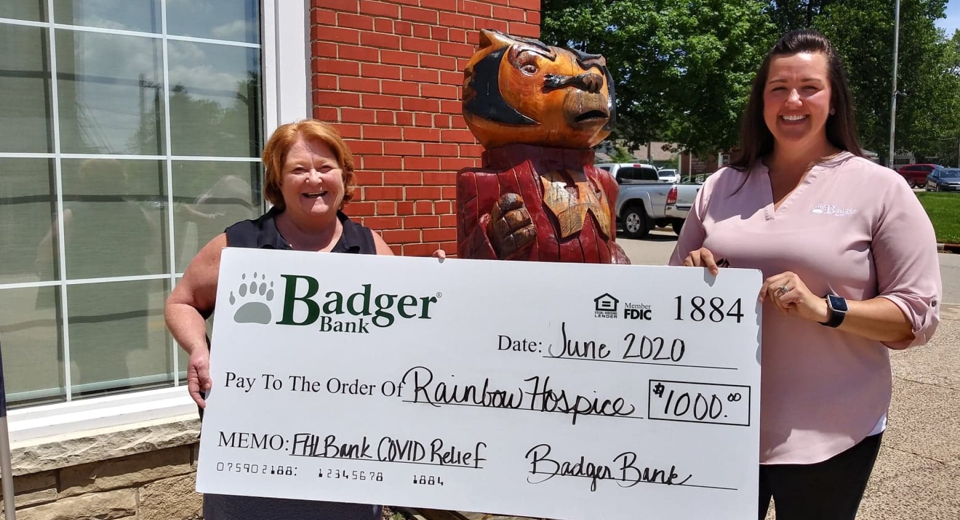 Rainbow Hospice Care Among Local Non-Profits That Receive a Donation From Badger Bank