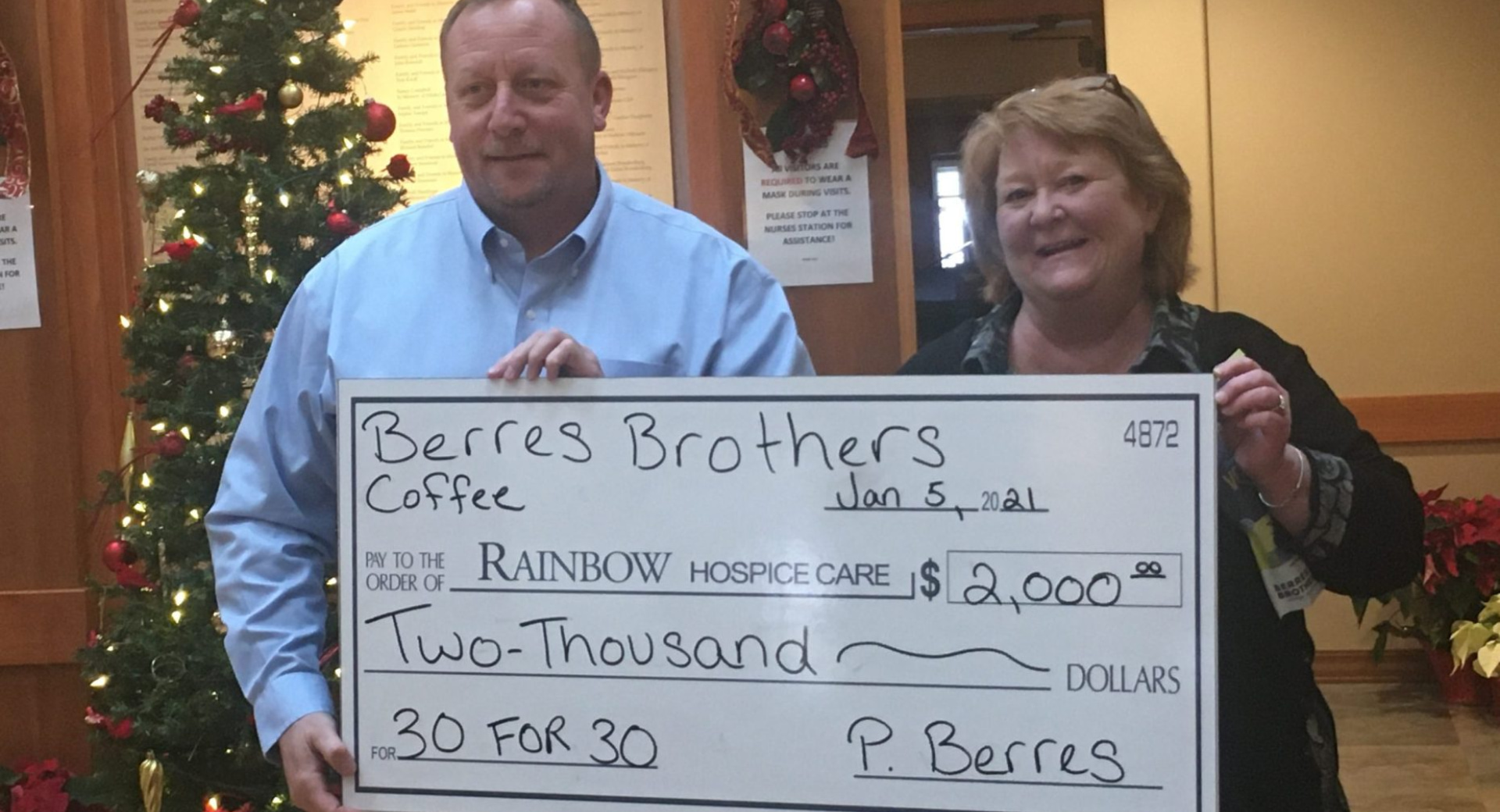 Rainbow Hospice Care Receives Check From Berres Brothers